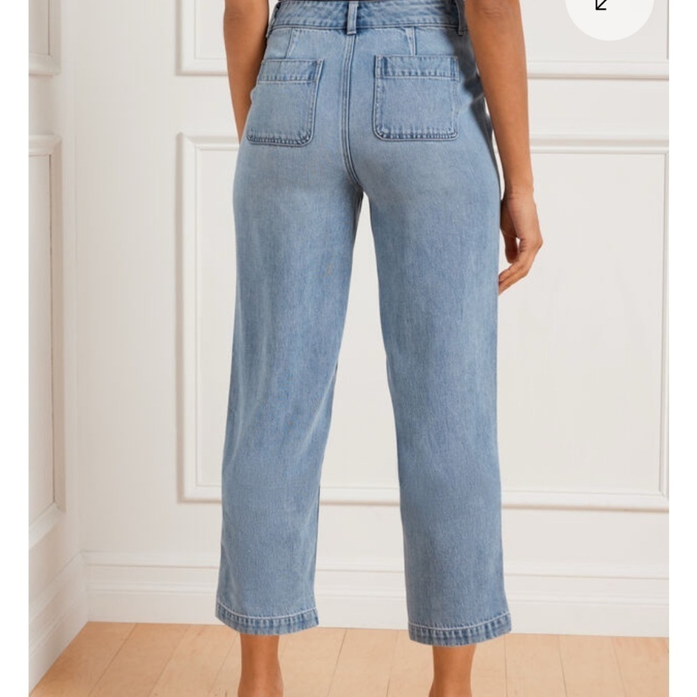 TALBOTS SUMMERWEIGHT STRAIGHT LEG JEANS - BRICKELL WASH SIZE 6 34x27” - Picture 2 of 5